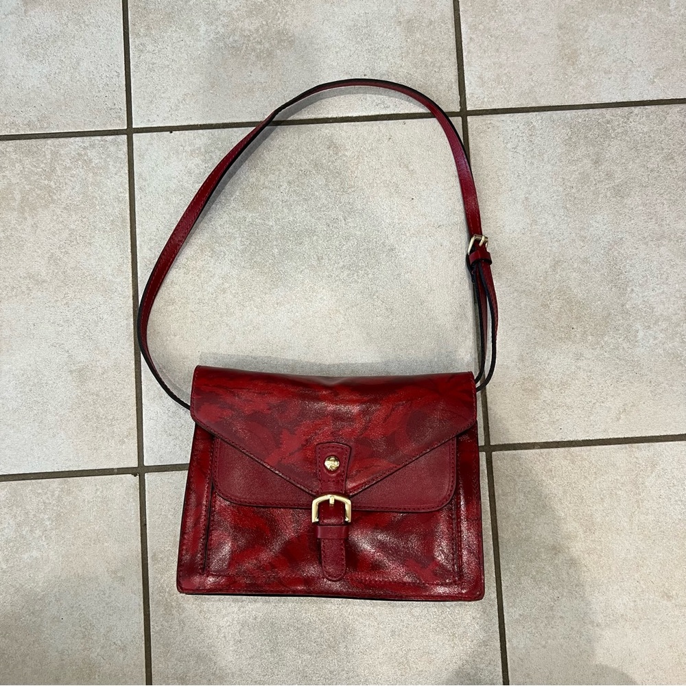 Patricia Nash Cassano Floral Leather Crossbody Satin Leaves